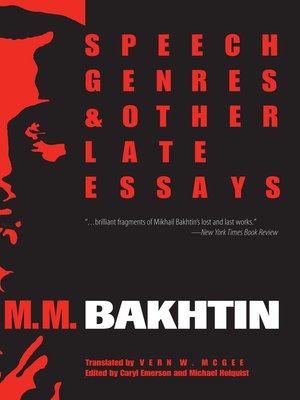 cover image of Speech Genres and Other Late Essays